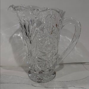 Vintage Thick Cut, Pedestal Base, Clear Crystal 32 ounce Glass Pitcher